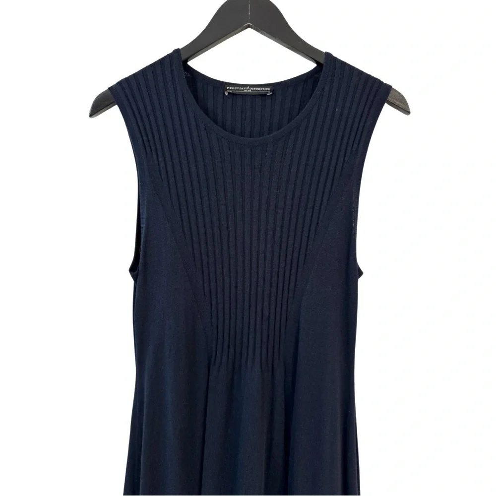Peruvian Connection Large Sleeveless‎ Cotton Modal Ribbed Maxi Dress Navy Blue